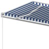 Auvent rétractable automatique et poteaux 3x2,5 m Bleu et blanc 