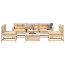 Salon de jardin 6 pcs bois de pin massif 