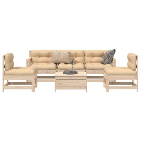 Salon de jardin 6 pcs bois de pin massif 