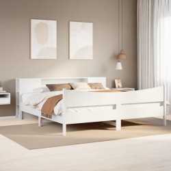 Cadre de lit sans matelas blanc 200x200 cm bois massif de pin 