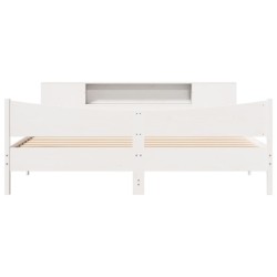 Cadre de lit sans matelas blanc 200x200 cm bois massif de pin 