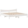 Cadre de lit sans matelas blanc 200x200 cm bois massif de pin 
