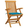 Chaises de jardin et coussins bleu lot de 4 Bois de teck massif 