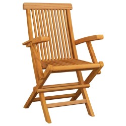 Chaises de jardin et coussins bleu lot de 4 Bois de teck massif 