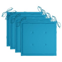 Chaises de jardin et coussins bleu lot de 4 Bois de teck massif 
