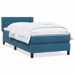 Sommier à lattes de lit et matelas bleu foncé 90x220 cm velours 