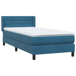 Sommier à lattes de lit et matelas bleu foncé 90x220 cm velours 
