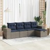 Salon de jardin 5 pcs avec coussins gris résine tressée 