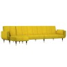 Canapé-lit en forme de L jaune 275x140x70 cm velours 