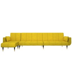 Canapé-lit en forme de L jaune 275x140x70 cm velours 