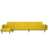 Canapé-lit en forme de L jaune 275x140x70 cm velours 
