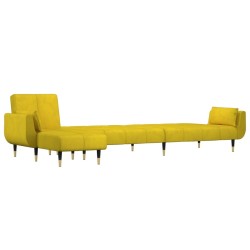 Canapé-lit en forme de L jaune 275x140x70 cm velours 