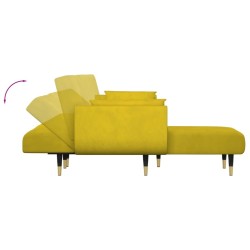 Canapé-lit en forme de L jaune 275x140x70 cm velours 