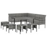 Ensemble à manger jardin 6pcs et coussins gris résine tressée 