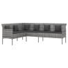 Ensemble à manger jardin 6pcs et coussins gris résine tressée 