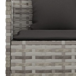 Ensemble à manger jardin 6pcs et coussins gris résine tressée 