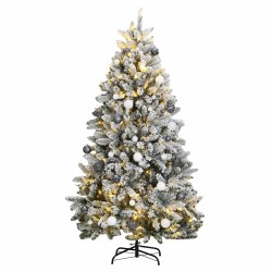 Sapin de Noël artificiel articulé 300 LED et boules 270 cm 