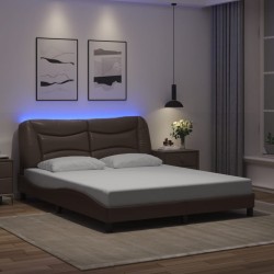 Cadre de lit avec LED sans matelas marron 160x200 cm 