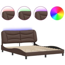 Cadre de lit avec LED sans matelas marron 160x200 cm 