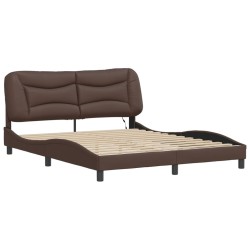 Cadre de lit avec LED sans matelas marron 160x200 cm 