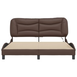 Cadre de lit avec LED sans matelas marron 160x200 cm 