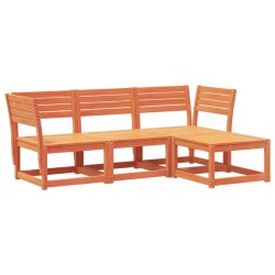 Salon de jardin 4 pcs cire marron bois de pin massif 