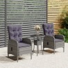 Ensemble de bistro de jardin 3 pcs Résine tressée Gris 