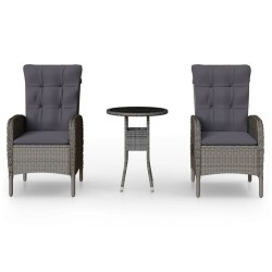 Ensemble de bistro de jardin 3 pcs Résine tressée Gris 
