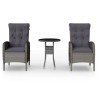 Ensemble de bistro de jardin 3 pcs Résine tressée Gris 
