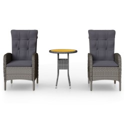 Ensemble de bistro de jardin 3 pcs Résine tressée Gris 