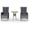 Ensemble de bistro de jardin 3 pcs Résine tressée Gris 