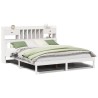 Lit bibliothèque sans matelas blanc 200x200 cm bois pin massif 