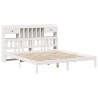 Lit bibliothèque sans matelas blanc 200x200 cm bois pin massif 