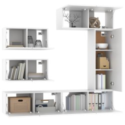 Ensemble de meubles TV 6 pcs Blanc Bois d'ingénierie 