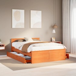 Cadre de lit sans matelas avec tête de lit brun cire 160x200 cm 