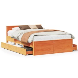 Cadre de lit sans matelas avec tête de lit brun cire 160x200 cm 