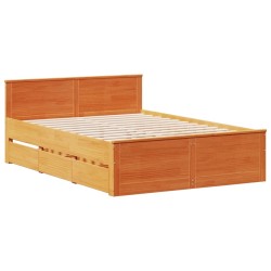 Cadre de lit sans matelas avec tête de lit brun cire 160x200 cm 