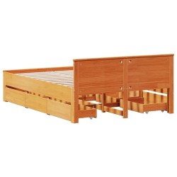 Cadre de lit sans matelas avec tête de lit brun cire 160x200 cm 