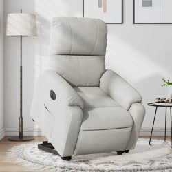 Fauteuil inclinable électrique gris clair tissu microfibre 