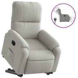 Fauteuil inclinable électrique gris clair tissu microfibre 