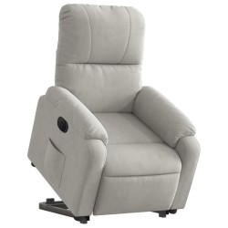 Fauteuil inclinable électrique gris clair tissu microfibre 