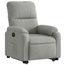 Fauteuil inclinable électrique gris clair tissu microfibre 