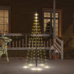 Sapin de Noël sur mât de drapeau 108 LED Blanc chaud 180 cm 