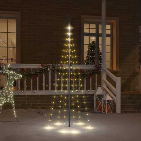 Sapin de Noël sur mât de drapeau 108 LED Blanc chaud 180 cm 