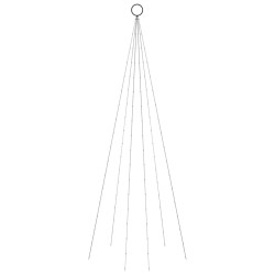 Sapin de Noël sur mât de drapeau 108 LED Blanc chaud 180 cm 
