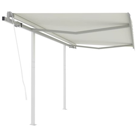 Auvent rétractable automatique et poteaux 3x2,5 m Crème 