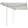 Auvent rétractable automatique et poteaux 3x2,5 m Crème 