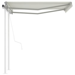 Auvent rétractable automatique et poteaux 3x2,5 m Crème 