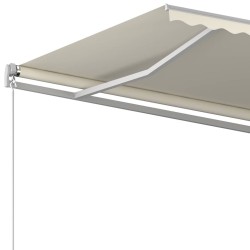 Auvent rétractable automatique et poteaux 3x2,5 m Crème 