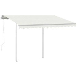 Auvent rétractable automatique et poteaux 3x2,5 m Crème 